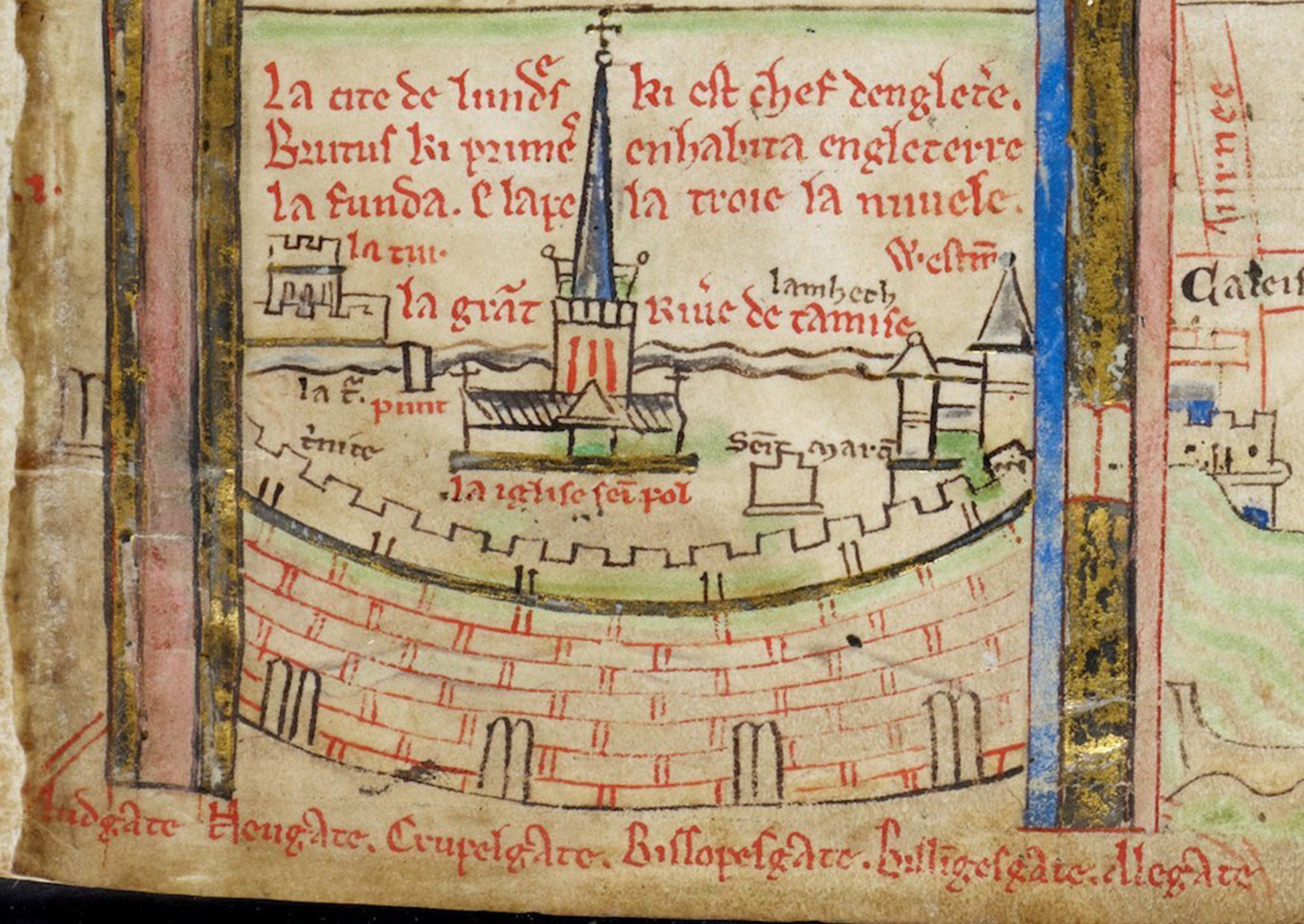 Karte Londons des Chronisten Matthew Paris, um 1252